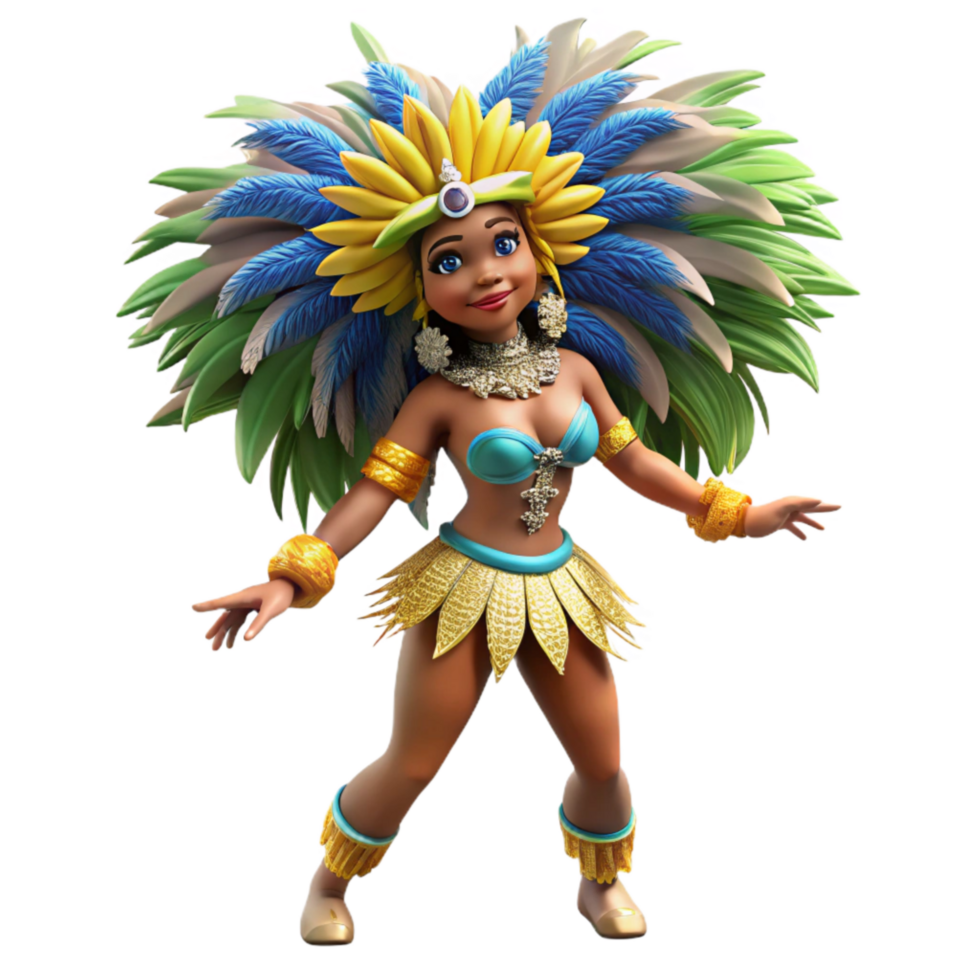 extraordinary rustic Brazilian Samba Dancer Isolated with Feathered Costume exclusive png