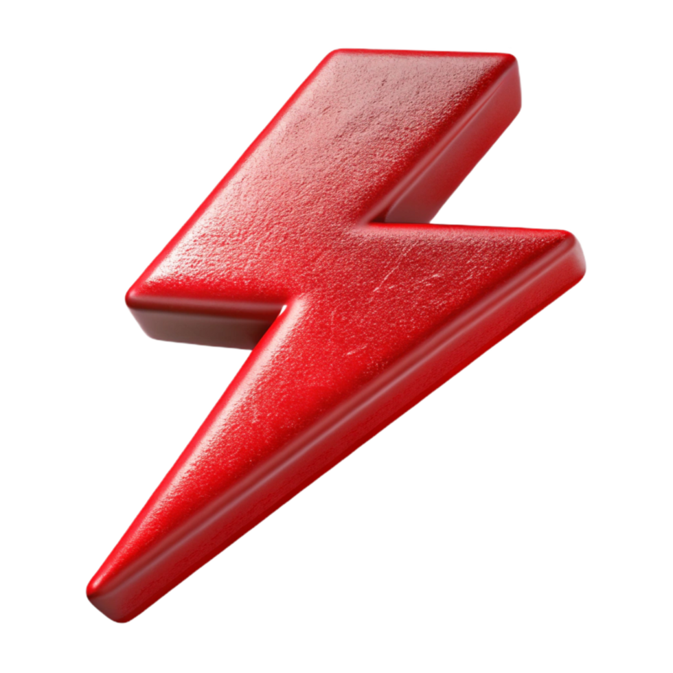 vibrant artistic Bright Red Lightning Bolt Isolated Element professional png