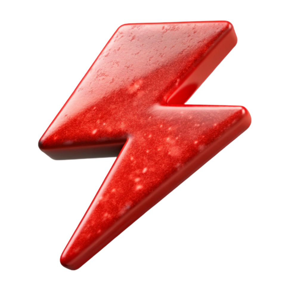 dramatic abstract Bright Red Lightning Bolt Isolated Element high resolution png