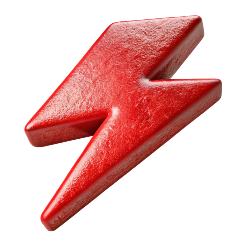 beautiful creative Bright Red Lightning Bolt Isolated Element 4K png