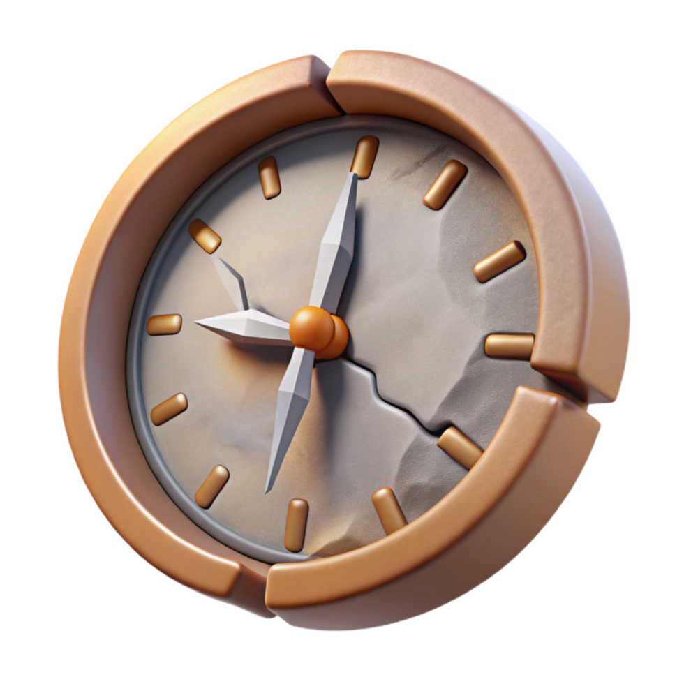 dramatic classic Broken Clock Cutout with Missing Hands professional png