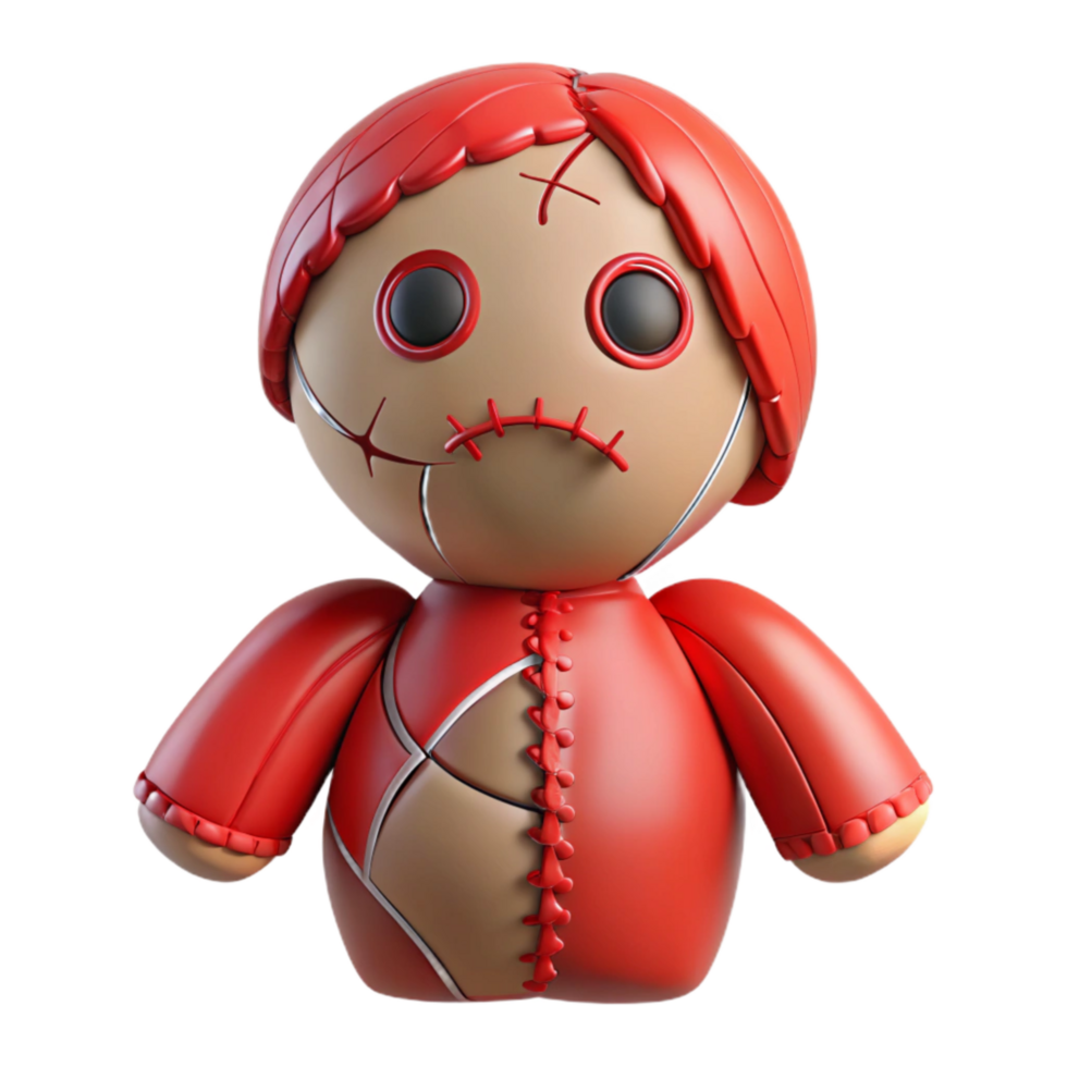 extraordinary artistic Broken Doll Cutout with Red Stitches original png