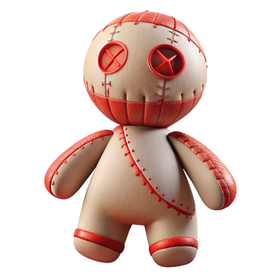 serene modern Broken Doll Cutout with Red Stitches high resolution png