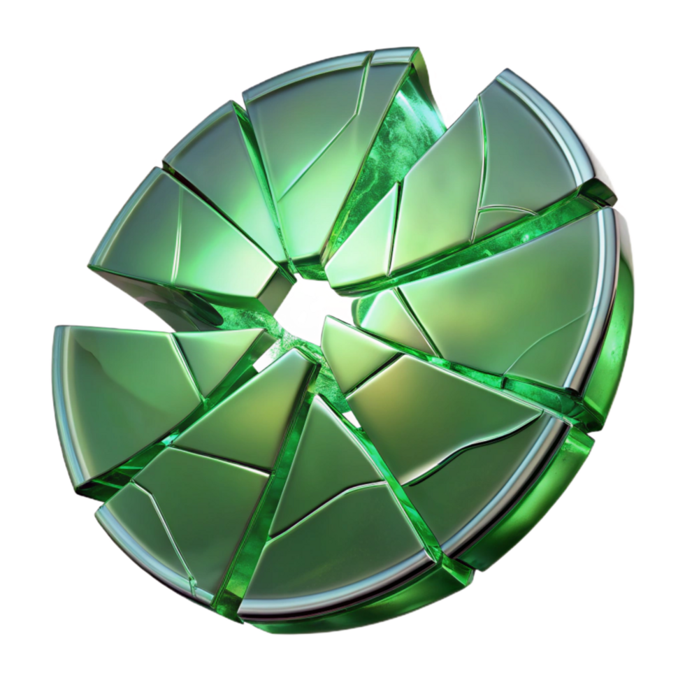 extraordinary minimalist Broken Glass Cutout with Green Reflections high resolution png