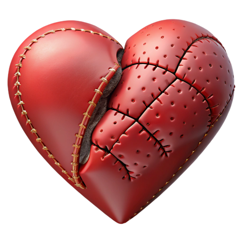magnificent classic Broken Heart Cutout with Black Stitches authentic png