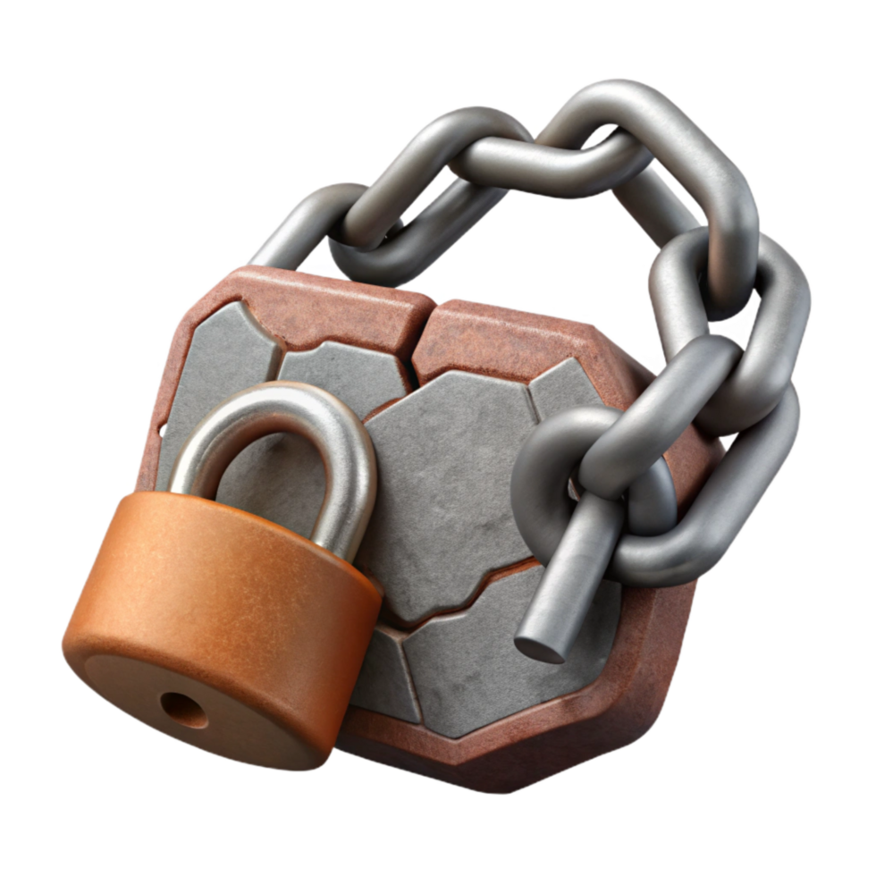 extraordinary rustic Broken Lock and Chain Isolated high quality png