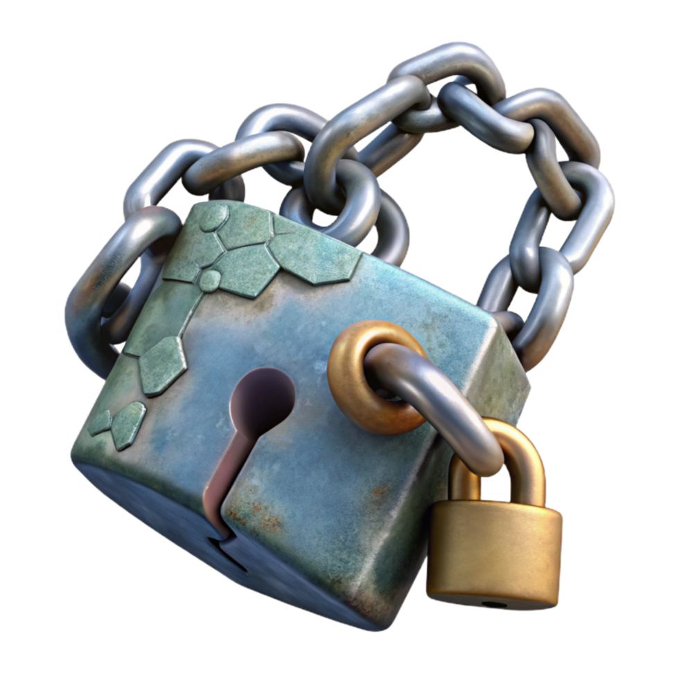 elegant minimalist Broken Lock and Chain Isolated original png