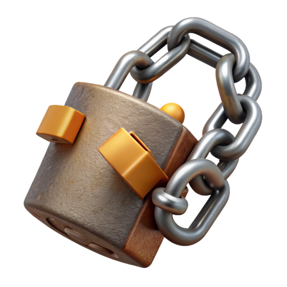 impressive rustic Broken Lock and Chain Isolated detailed png
