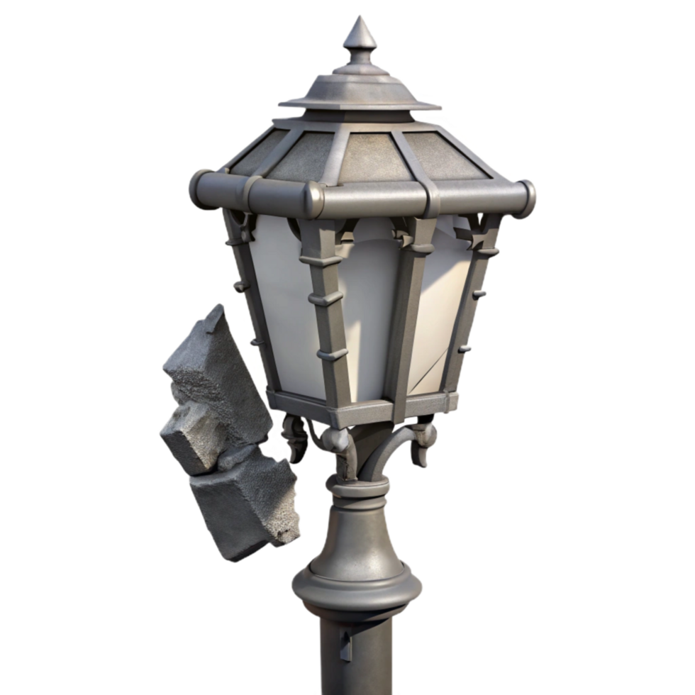 impressive rustic Broken Street Lamp Silhouette Isolated detailed png
