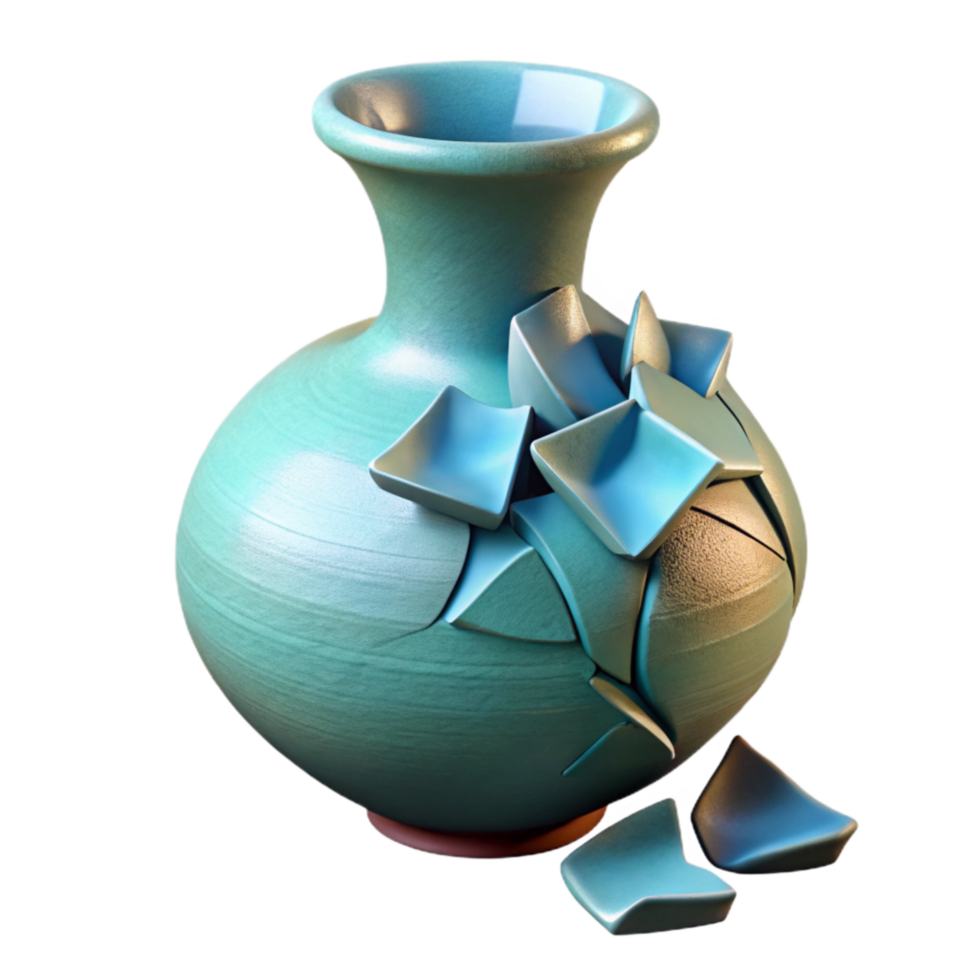 beautiful creative Broken Vase Cutout with Ceramic Shards high quality png