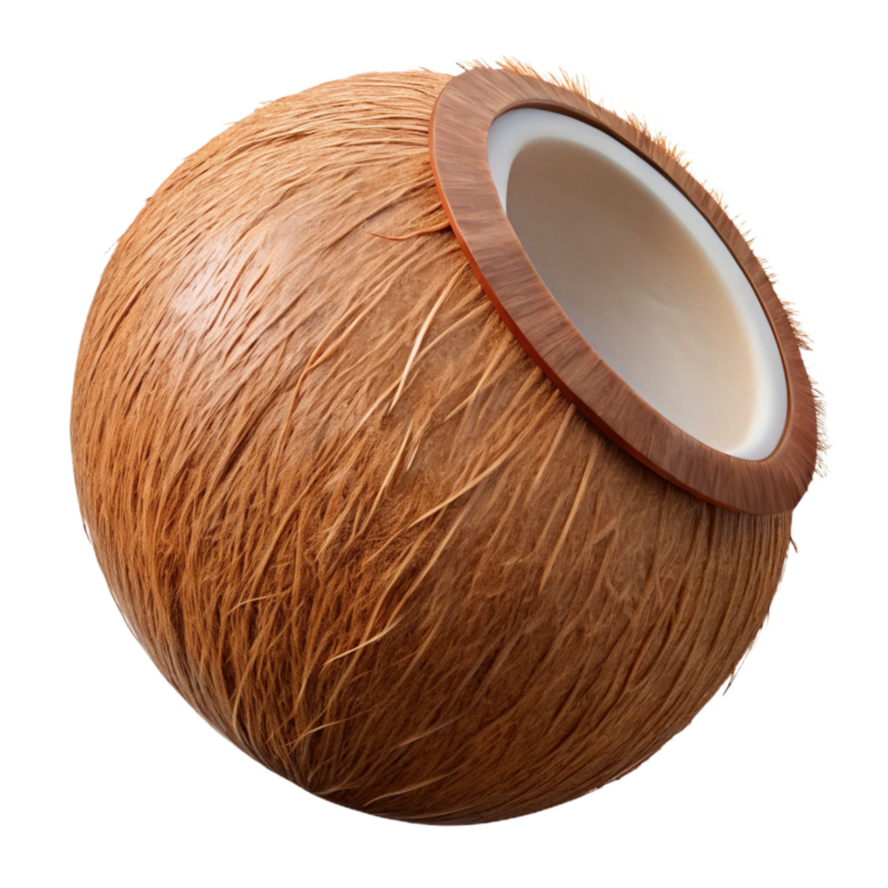 impressive minimalist Brown Coconut Cutout Isolated with Hairy Shell professional png