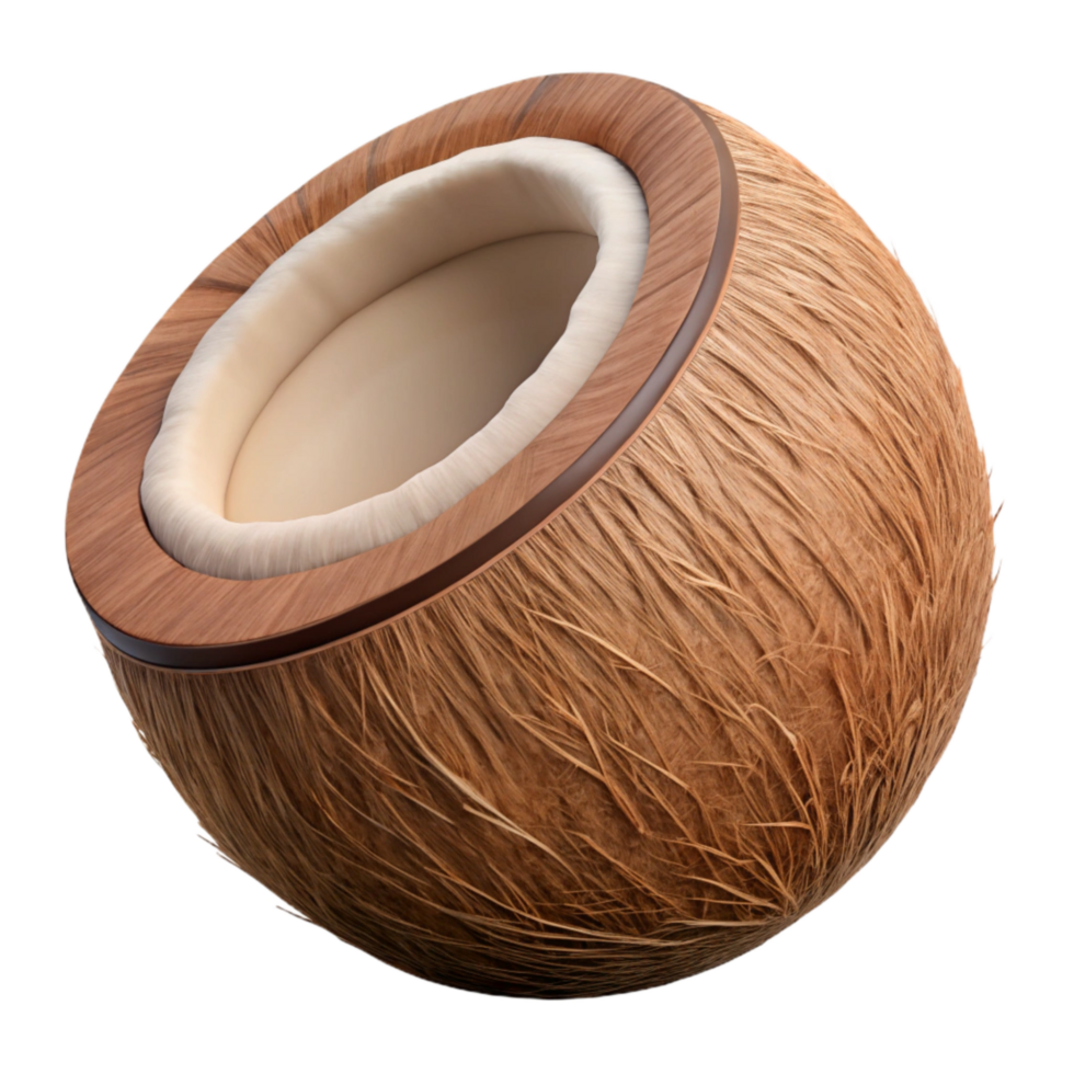 impressive minimalist Brown Coconut Cutout Isolated with Hairy Shell authentic png