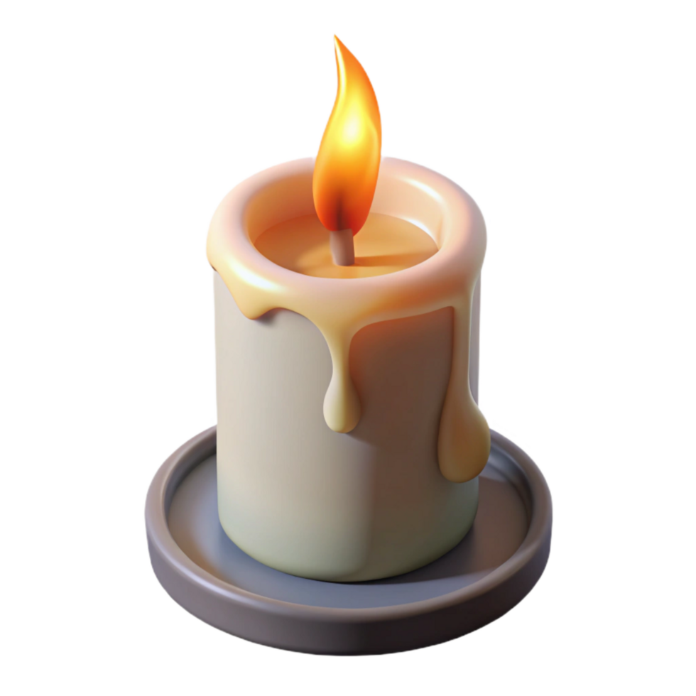 vibrant vintage Burning Candle with Long Wick Transparent Background authentic png
