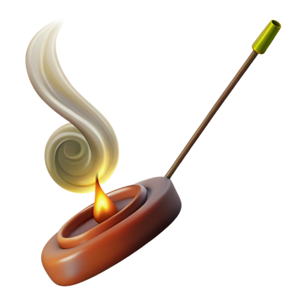impressive creative Burning Incense Stick Marking Time Transparent Background authentic png