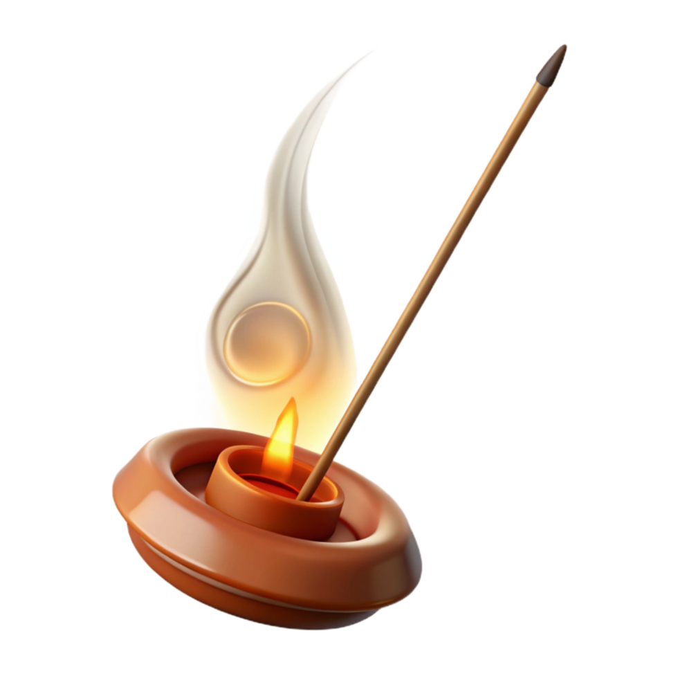 dramatic rustic Burning Incense Stick Marking Time Transparent Background high resolution png