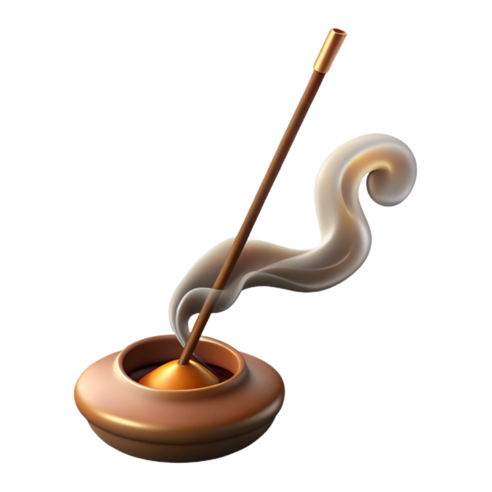 elegant traditional Burning Incense Stick with Smoke Rising Cutout 4K png