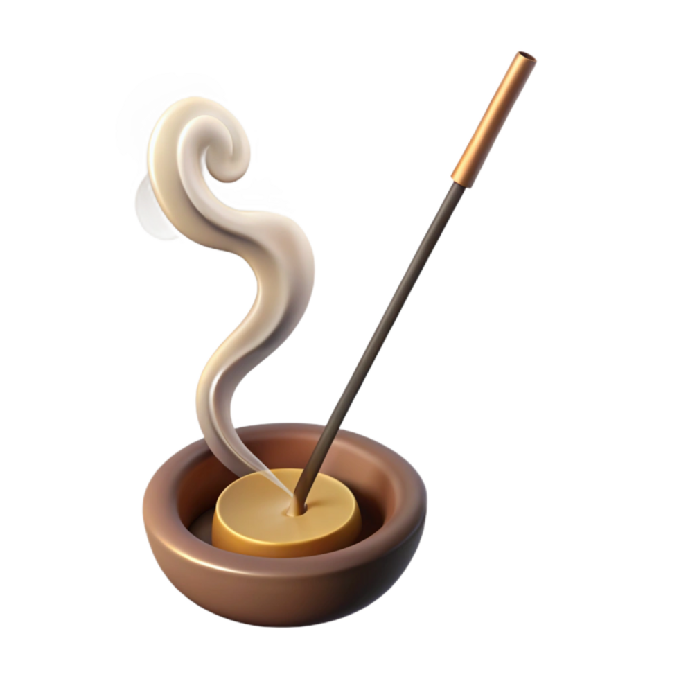 stunning rustic Burning Incense Stick with Smoke Rising Cutout high resolution png