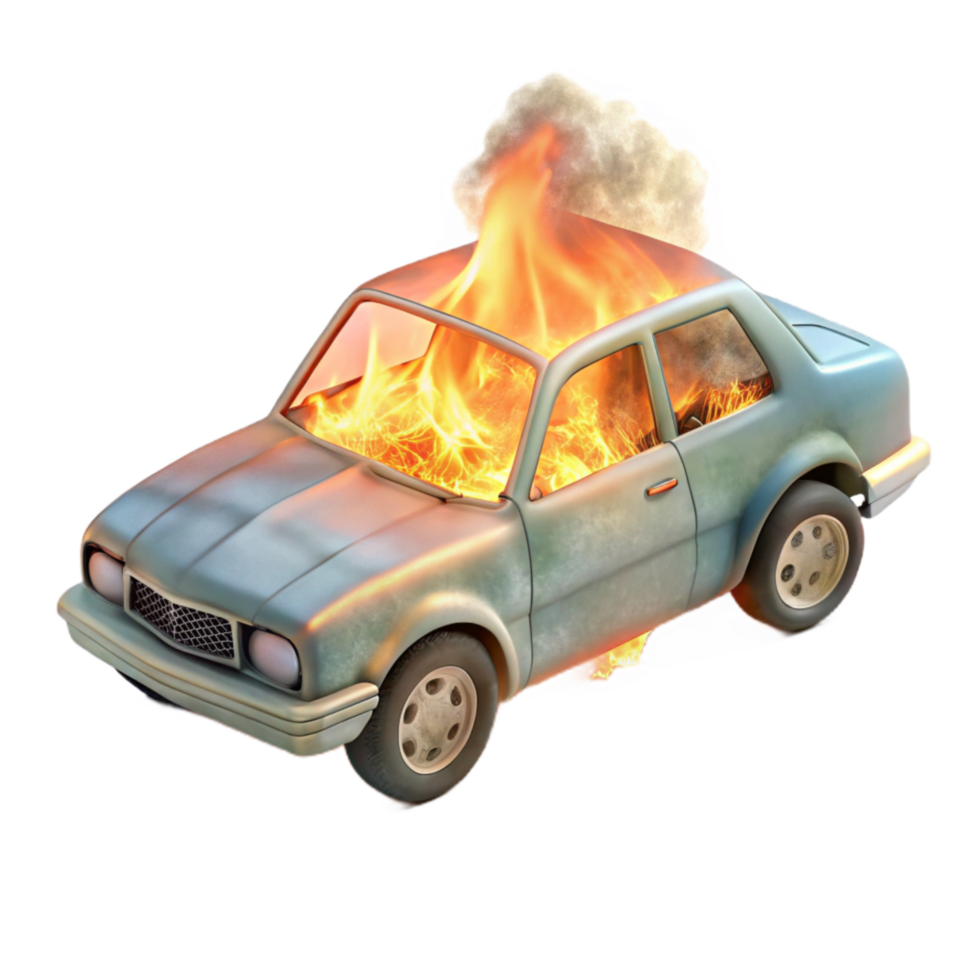 impressive traditional Burning Car Wreckage Side View Transparent authentic png