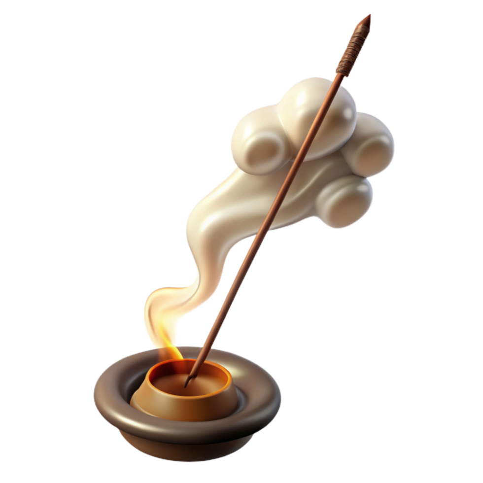 dramatic modern Burning Incense Stick with Smoke Rising Cutout high resolution png