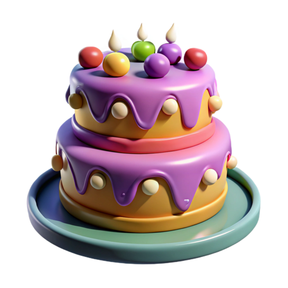wonderful artistic Cake Decorated Birthday Colorful Cutout 4K png