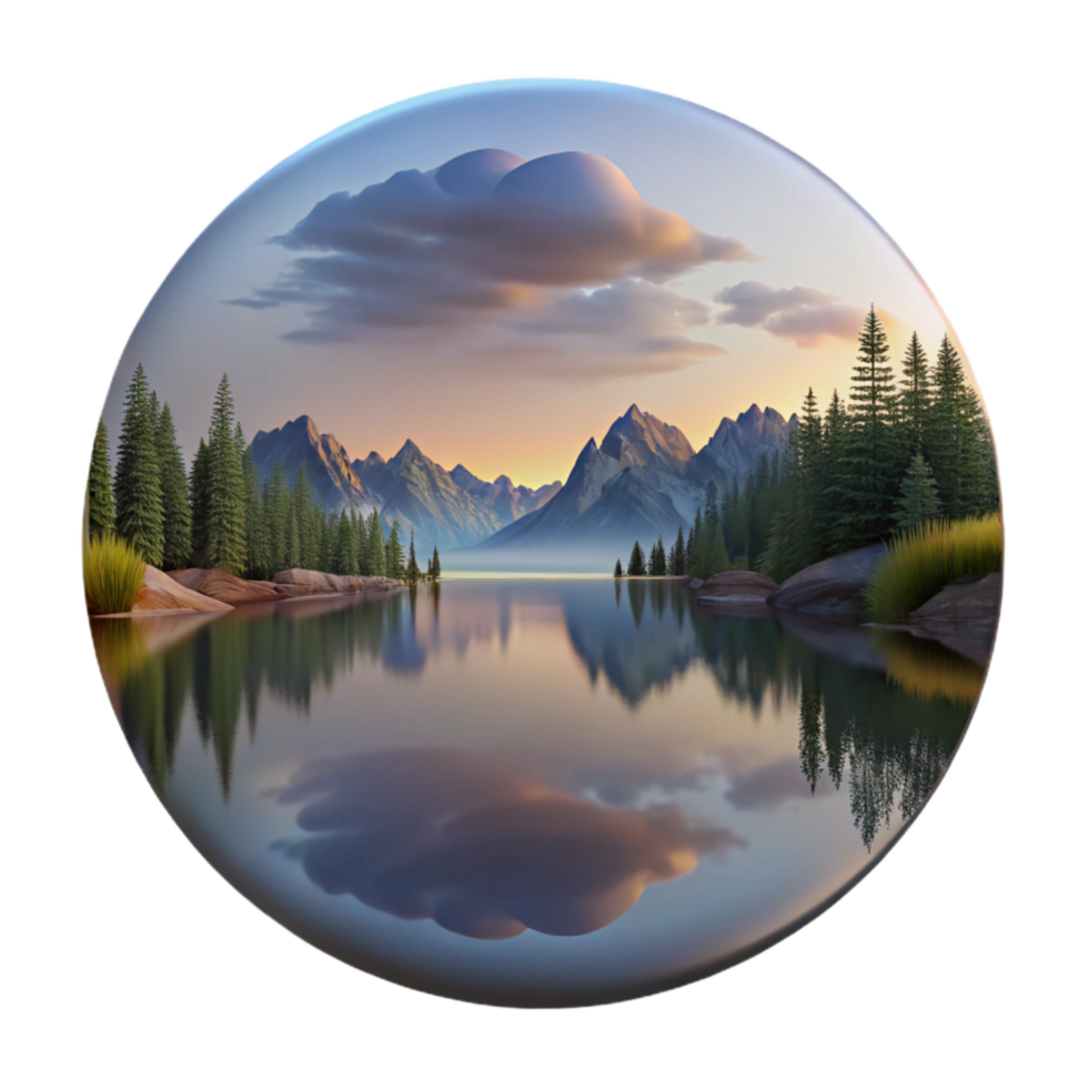 vibrant creative Calm Lake Reflection Dusk Light Cutout Element original png