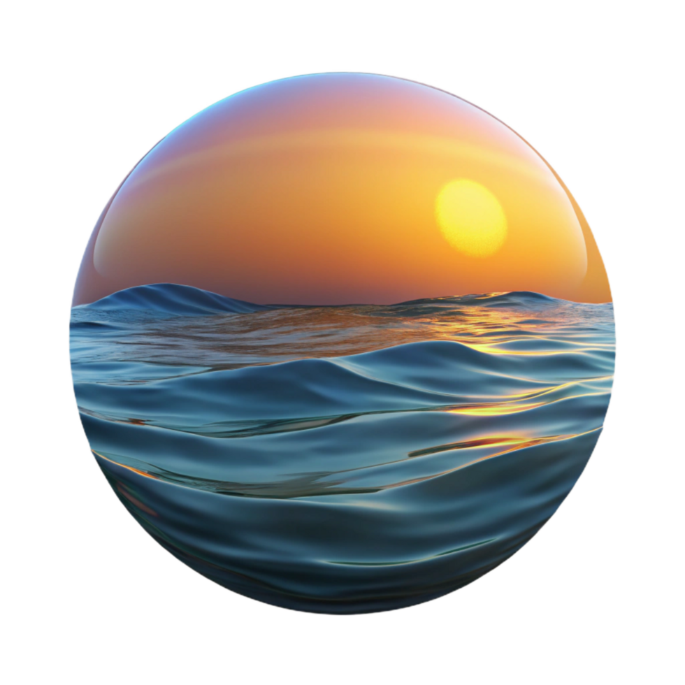 extraordinary contemporary Calm Ocean Waves at Sunset Transparent Background genuine png