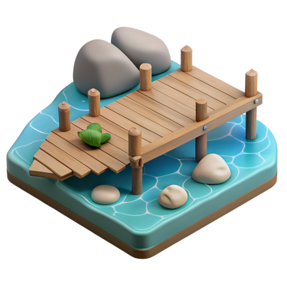vibrant creative Calm Lake with Wooden Dock Cutout premium png