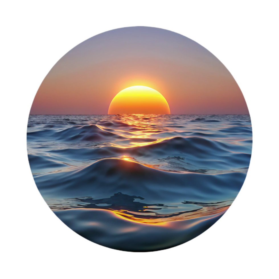 dramatic creative Calm Ocean Waves at Sunset Transparent Background original png