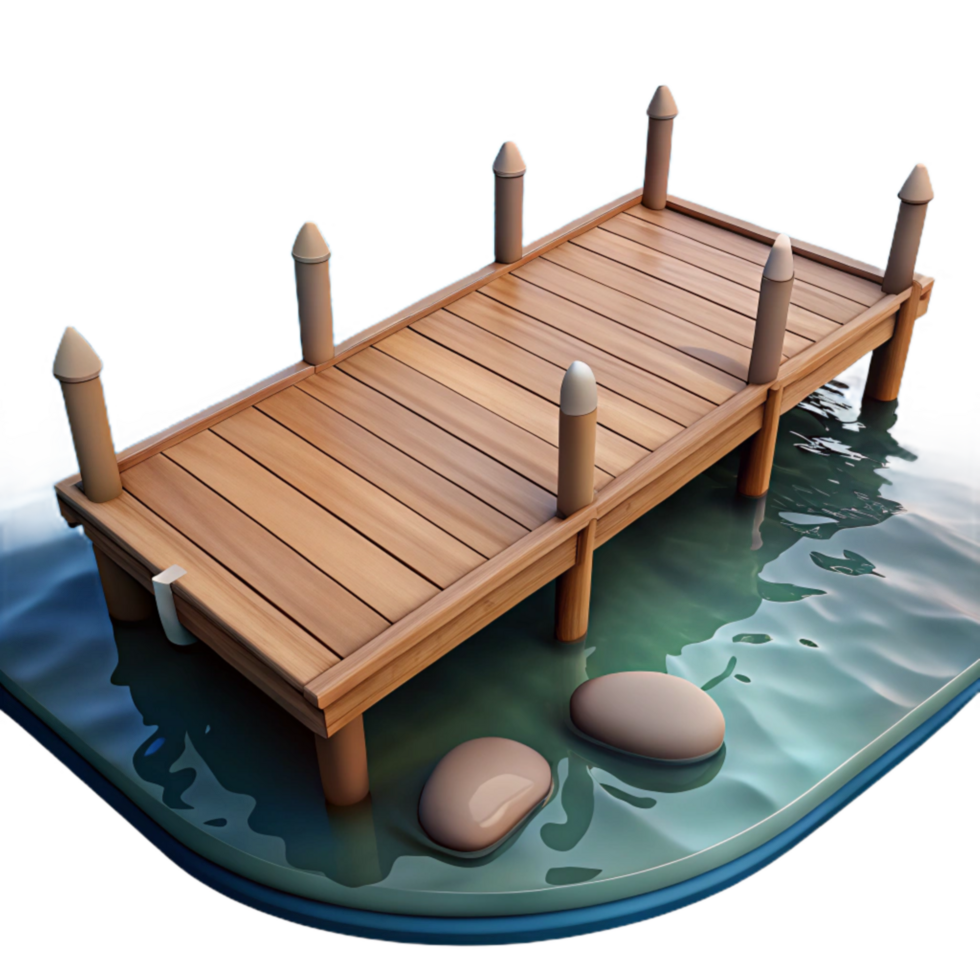 impressive creative Calm Lake with Wooden Dock Cutout exclusive png