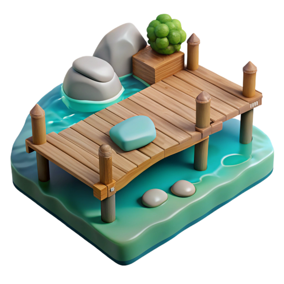 extraordinary minimalist Calm Lake with Wooden Dock Cutout 4K png