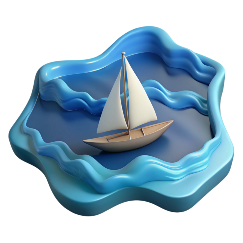 impressive vintage Calm Ocean with Sailboat in Distance Cutout original png