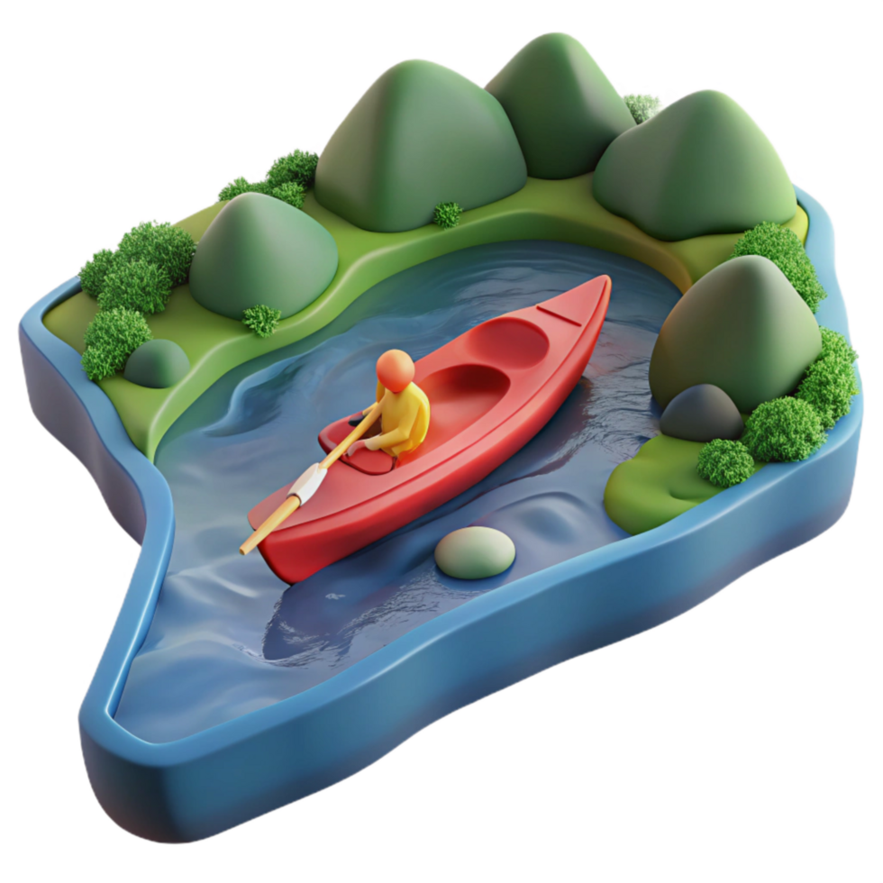 impressive classic Calm River with Kayaker in Distance Cutout premium png