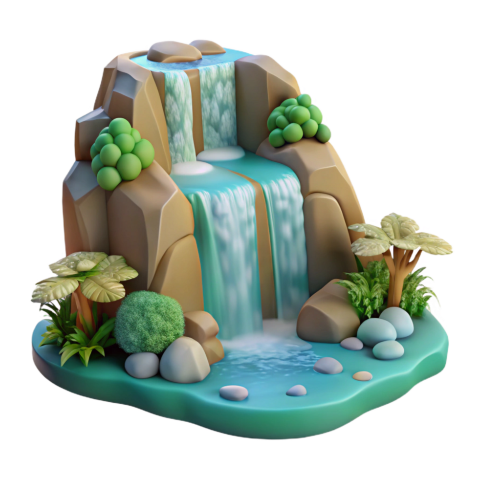 beautiful creative Calm Waterfall Nature Scene Isolated Cutout high resolution png