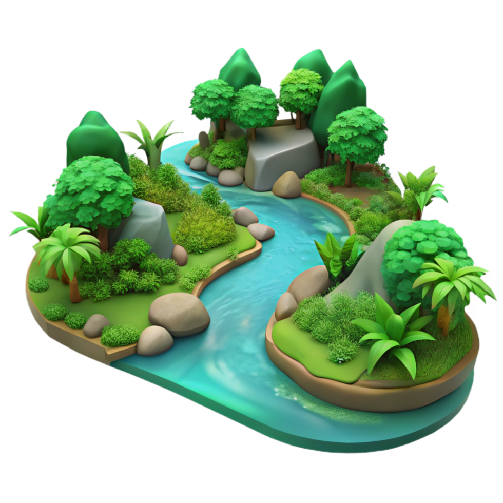 magnificent classic Calm River with Lush Greenery Cutout exclusive png
