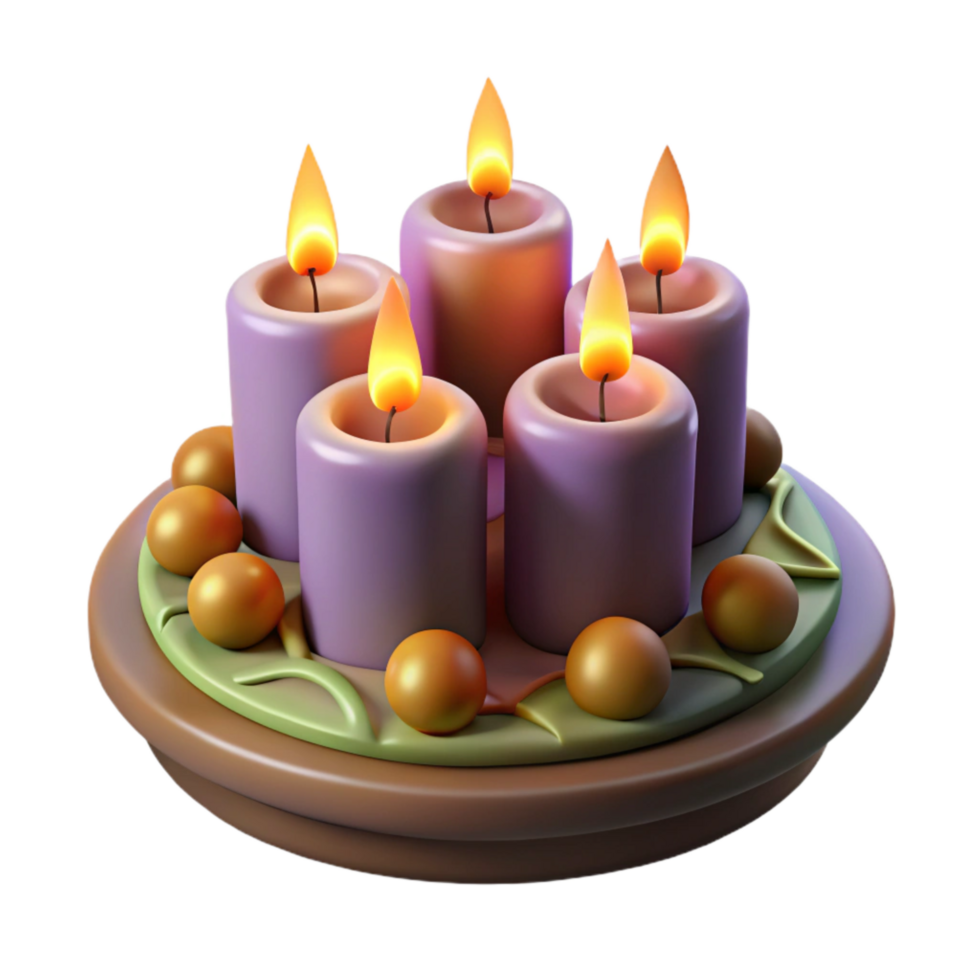 serene artistic Candles Burning on Advent Wreath Festive Glow Cutout professional png