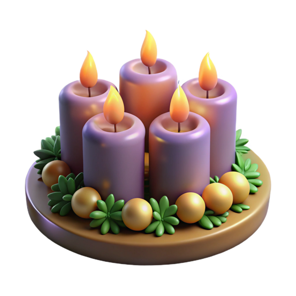 vibrant classic Candles Burning on Advent Wreath Festive Glow Cutout genuine png