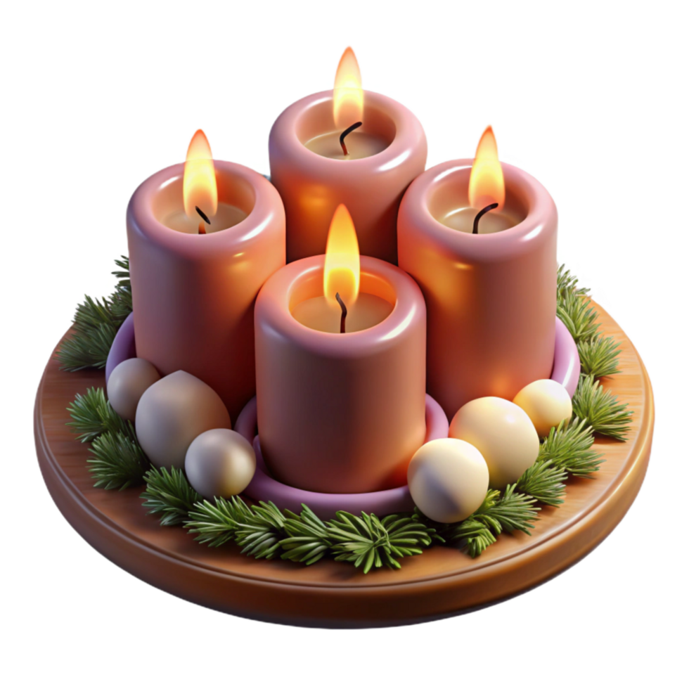 elegant artistic Candles Burning on Advent Wreath Festive Glow Cutout exclusive png