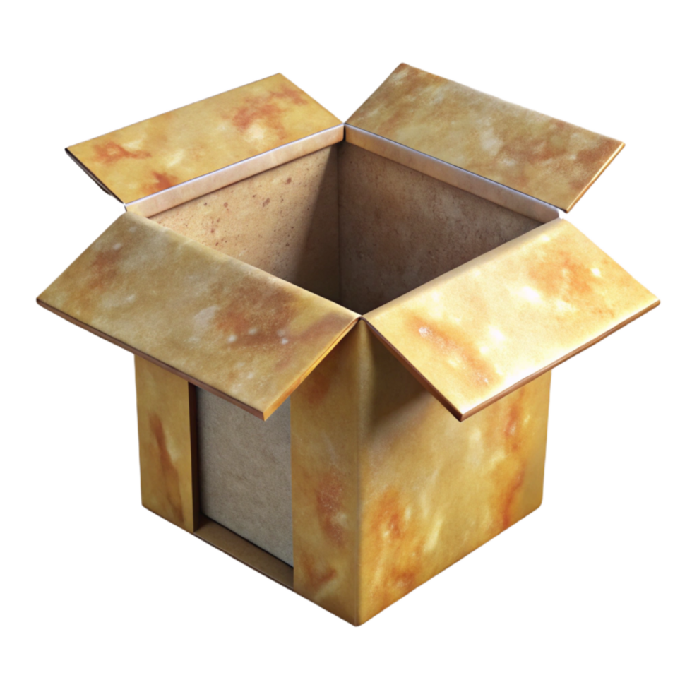 elegant vintage Cardboard Box Open Top View Transparent Background premium png