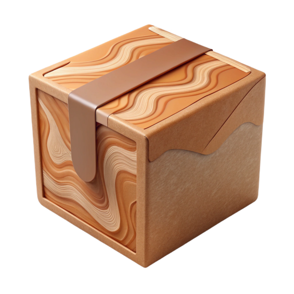 impressive minimalist Cardboard Box Packaging with Kraft Paper Texture Cutout high quality png