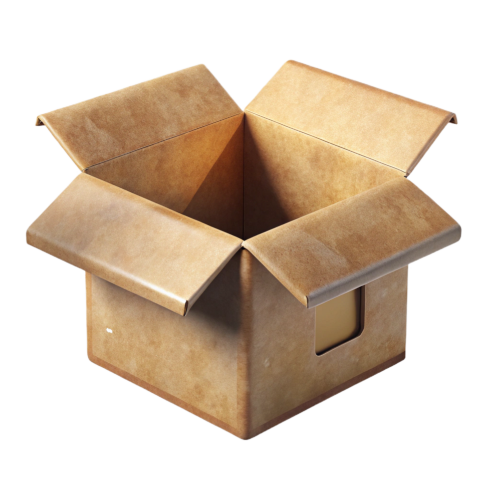 elegant creative Cardboard Box with Open Flap Isolated authentic png