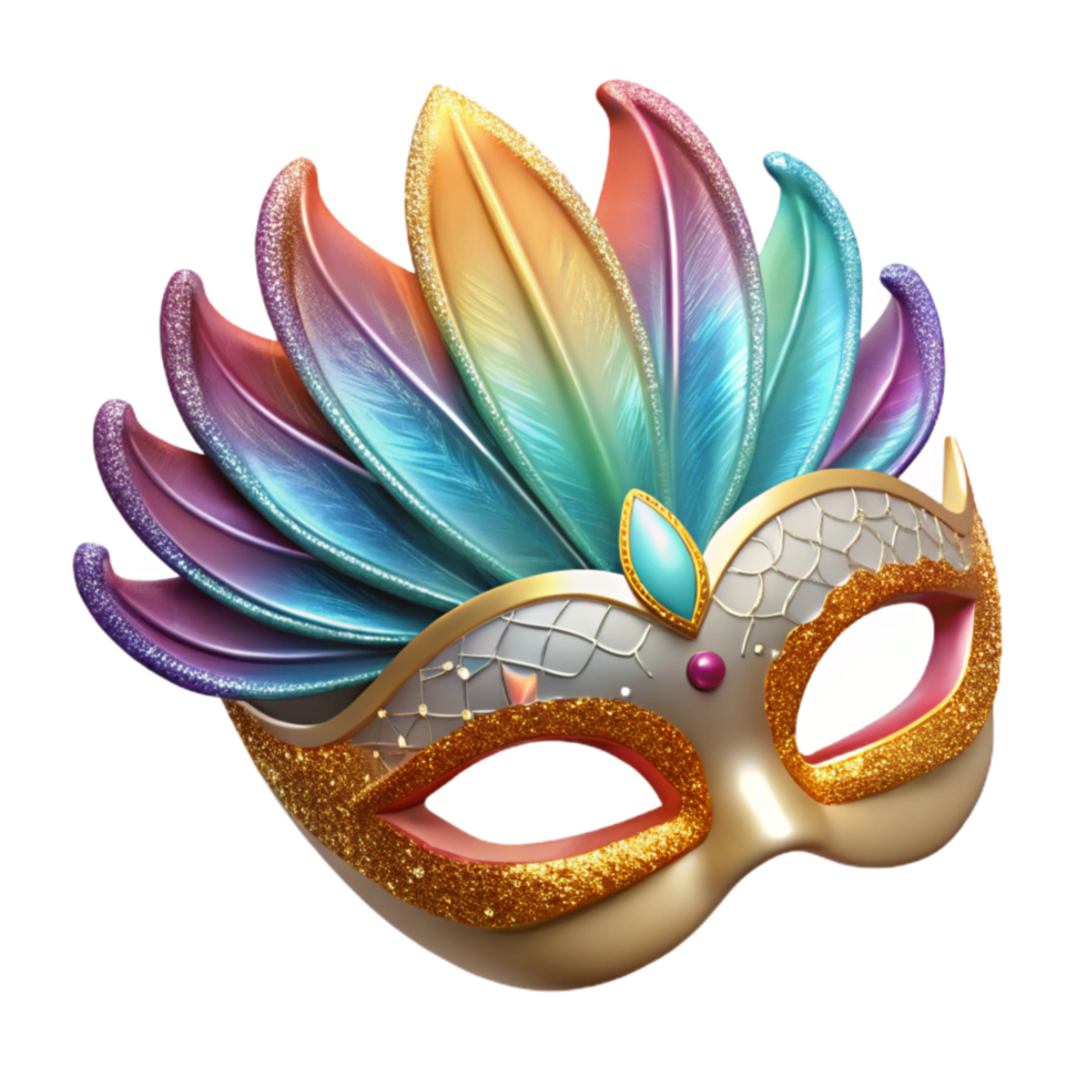 wonderful rustic Carnival Mask with Glitter and Feathers Cutout premium png