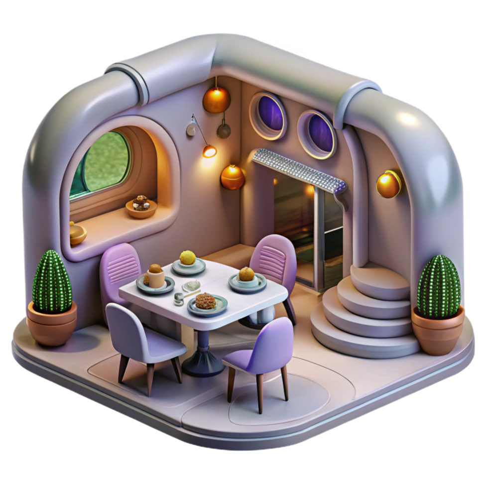 serene creative Cellular Agriculture Restaurant Interior Futuristic Design premium png
