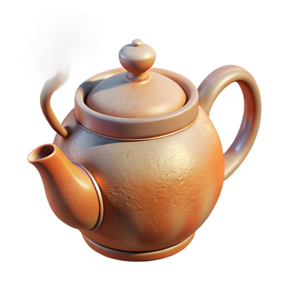 magnificent abstract Ceramic Teapot with Steam Side View Transparent Background professional png