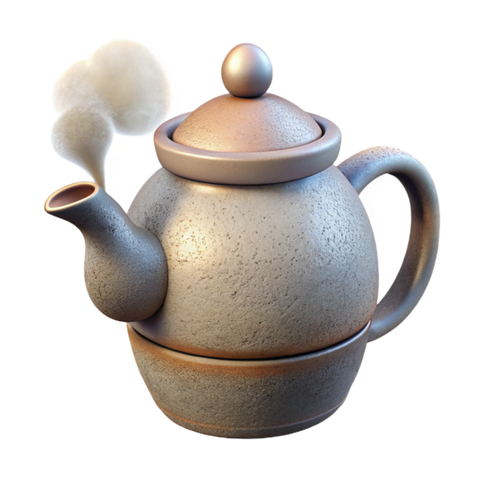 extraordinary traditional Ceramic Teapot with Steam Side View Transparent Background exclusive png