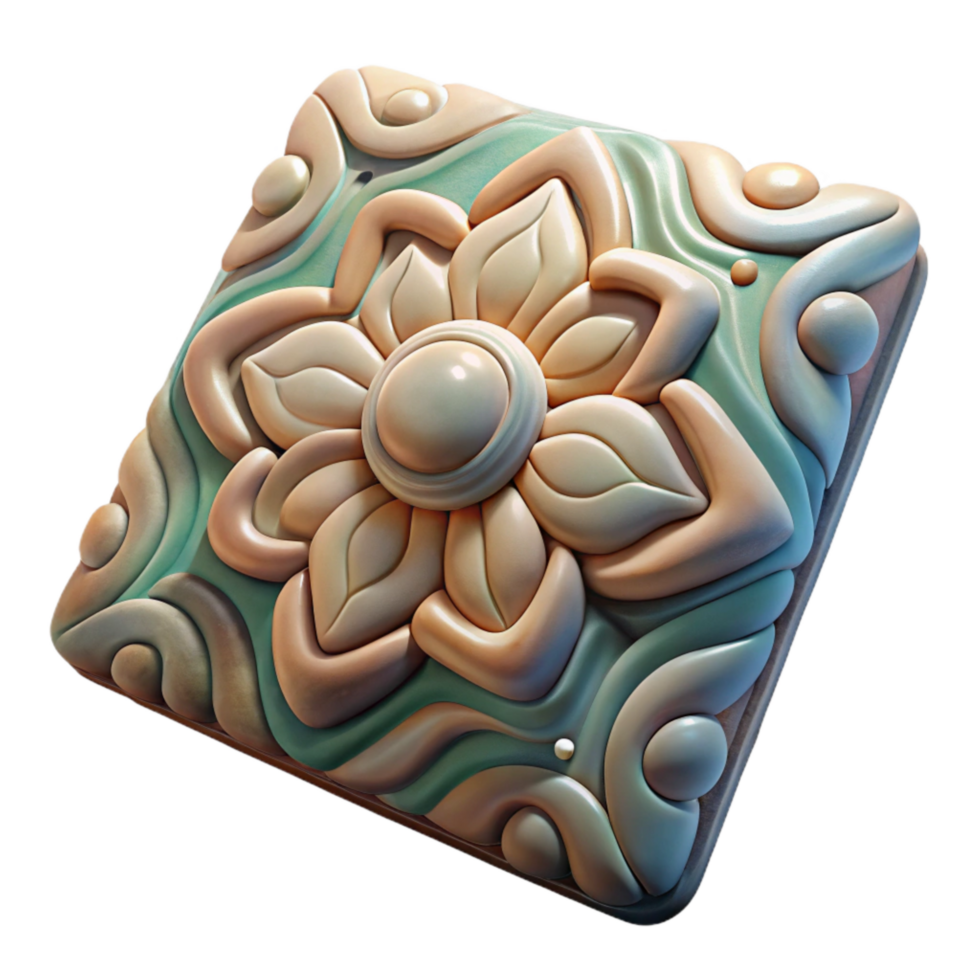 extraordinary traditional Ceramic Tile with Hand Painted Design Square Shape Transparent 4K png