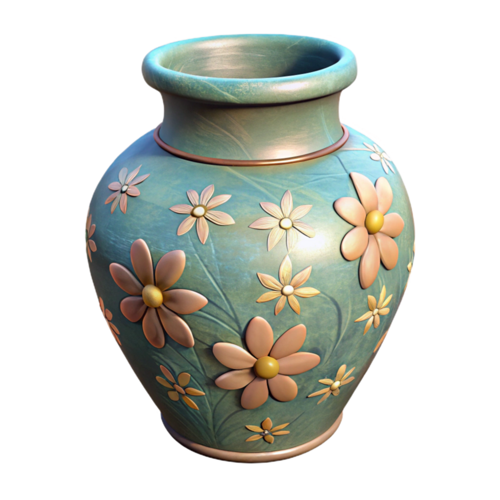 vibrant modern Ceramic Vase Floral Pattern Isolated Element high resolution png