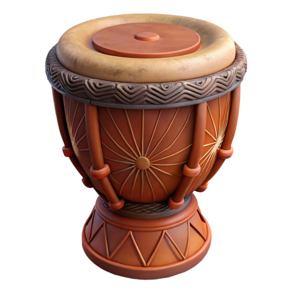 wonderful contemporary Ceremonial Drum Cutout with Carved Patterns Transparent Background original png