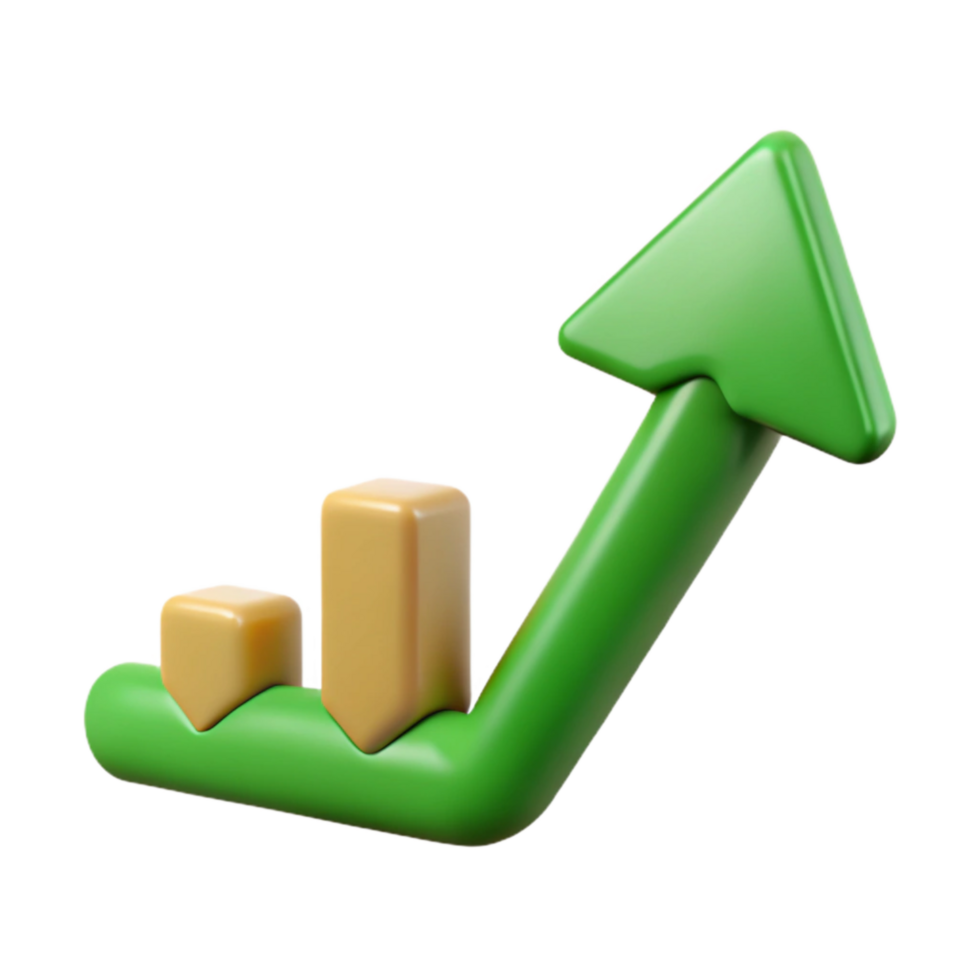serene modern Charity Fundraising Graph Arrow Up Isolated with Green Line high quality png