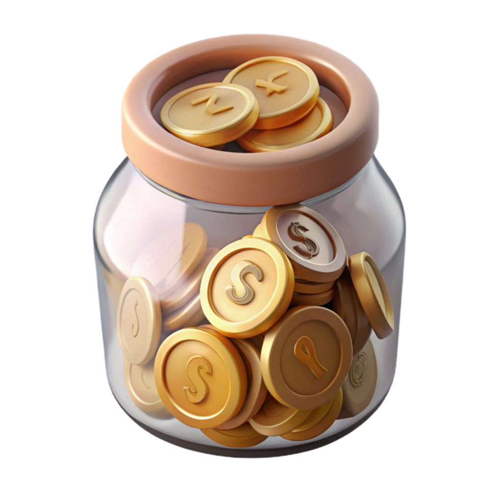 beautiful abstract Charity Donation Jar Filled with Coins Isolated genuine png