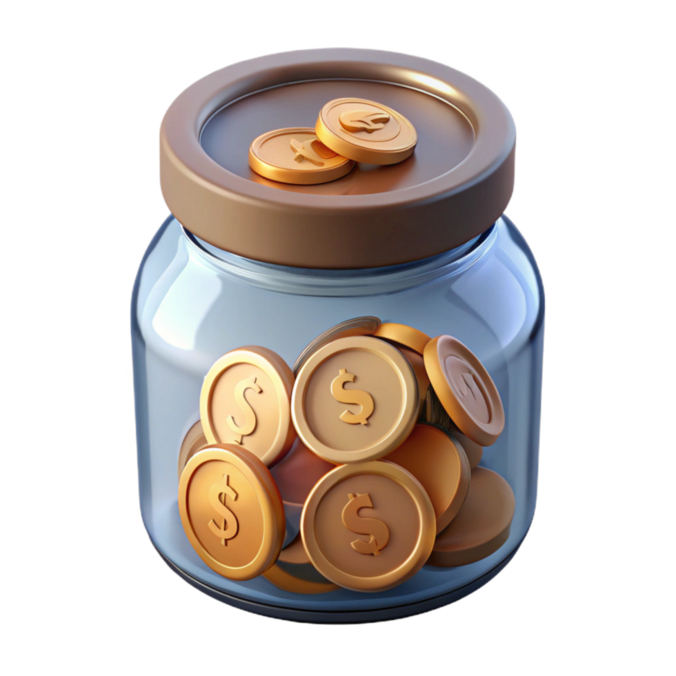 extraordinary abstract Charity Donation Jar Filled with Coins Isolated genuine png